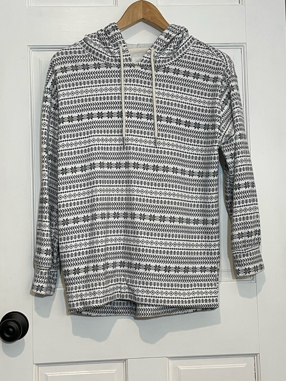 Lou & Grey Black and White Patterned Hoodie XS